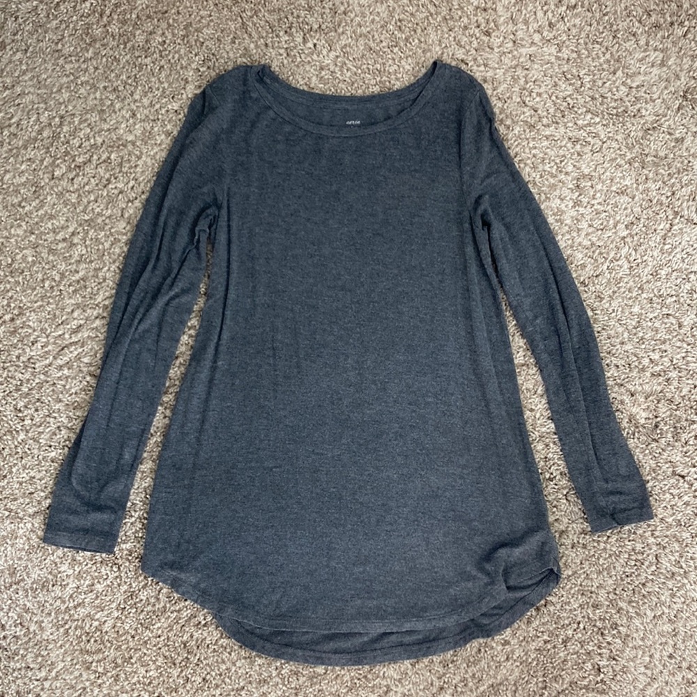 Aerie “Just Add Leggings” Grey Tunic Long Sleeve Top - Small